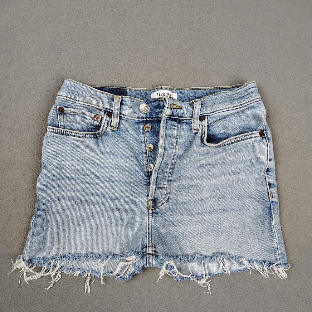 RE/DONE Denim Shorts Women 27 Blue Cutoff Button Fly Jort Festival Cowgirl Beach - Picture 9 of 9